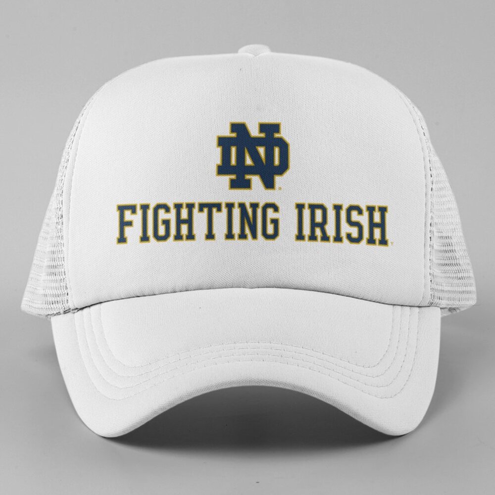 NEW Fighting Irish Notre Dame Foam Trucker Mesh Snapback Hat WHITE